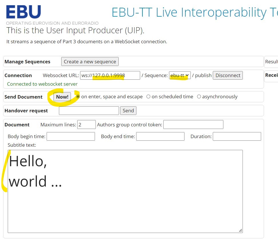User Input Producer configuration